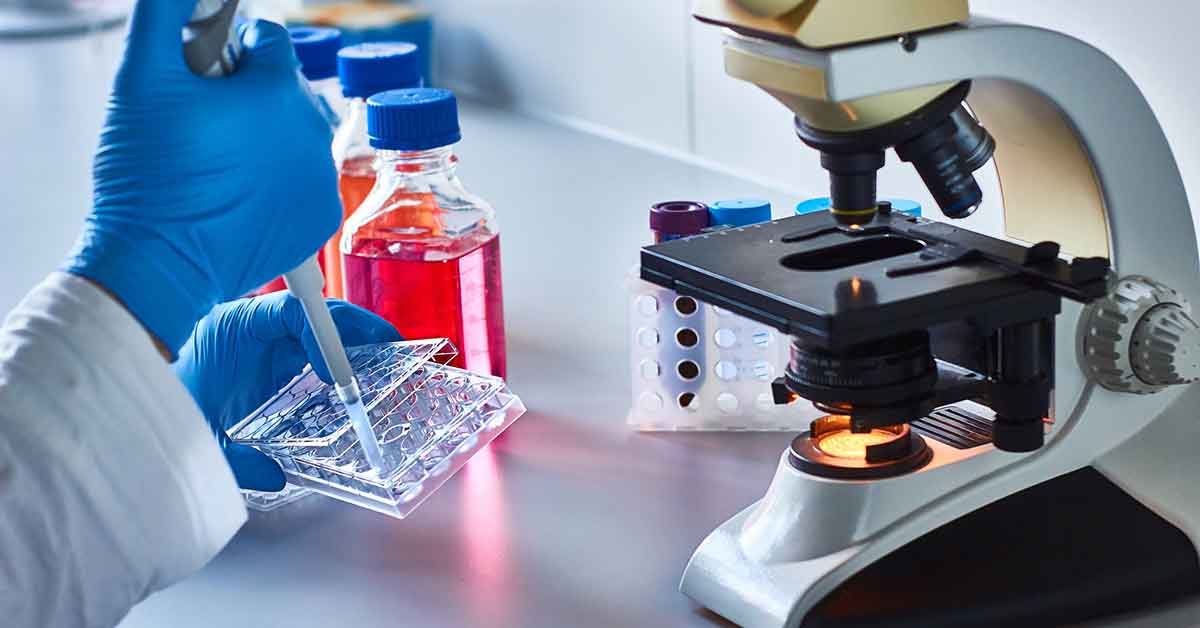 hands taking samples in a lab