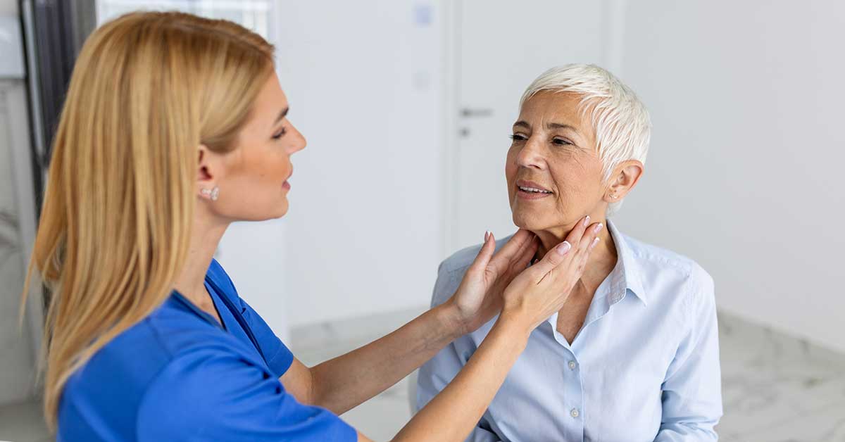 Women with thyroid gland test