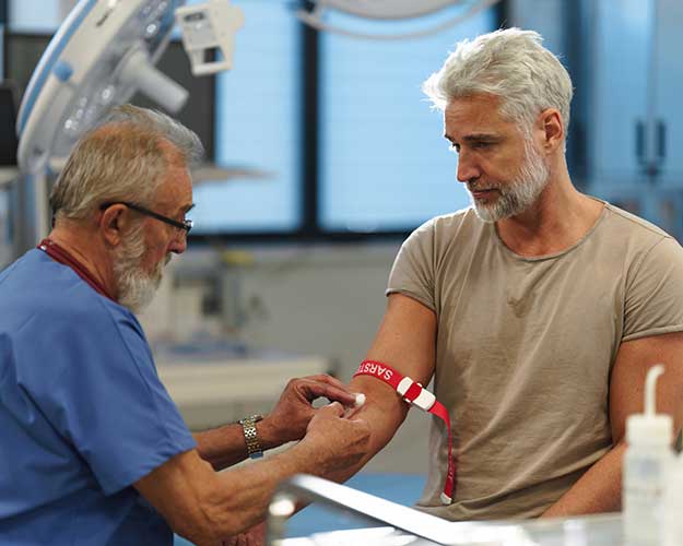 Man having blood test