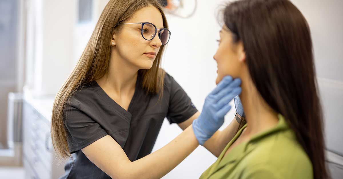 Dermatologist checkup on face