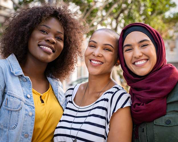Young women smiling