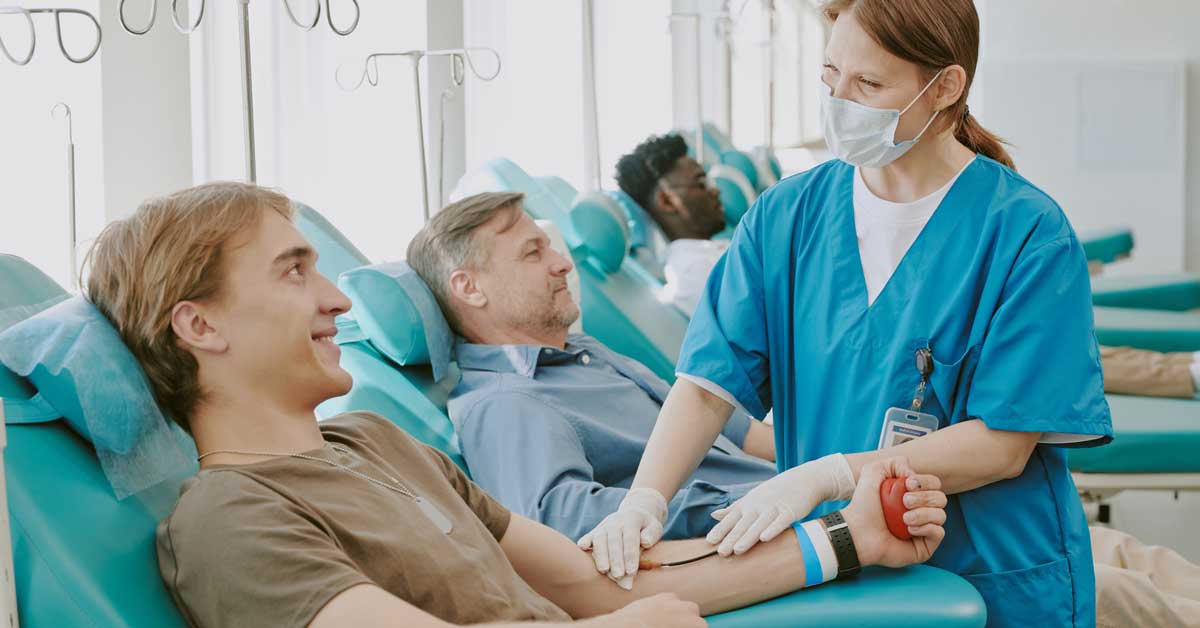 People donating blood