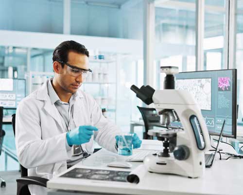 doctor in lab doing research