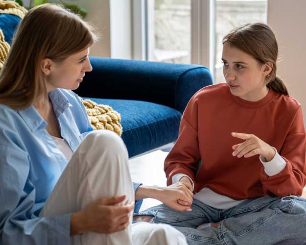 Mother and Daughter talking