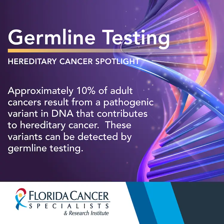 Germline Testing: Hereditary Cancer Spotlight infographic from Florida Cancer Specialists & Research Institute